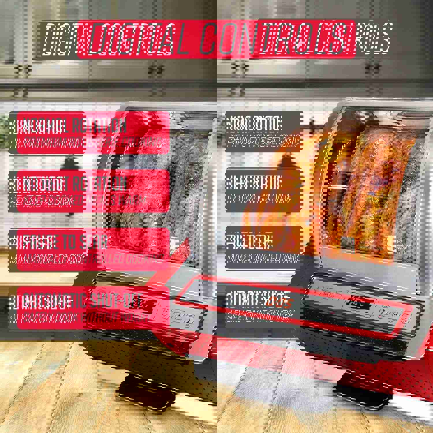 Ronco EZ-Store Rotisserie Oven, Large Capacity (15lbs) Countertop Oven