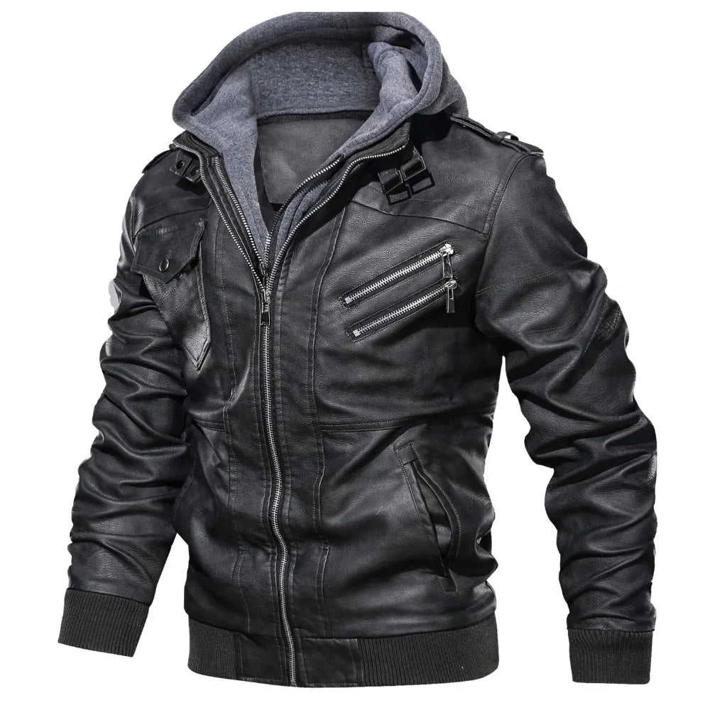 Nukty Autumn Winter Men's PU Leather Jacket - Casual Biker Outerwear