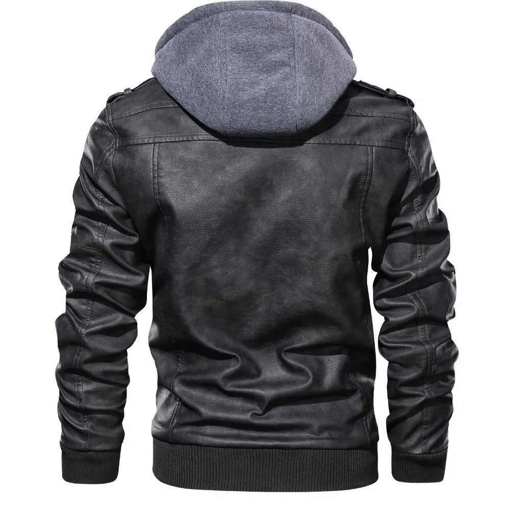 Nukty Autumn Winter Men's PU Leather Jacket - Casual Biker Outerwear