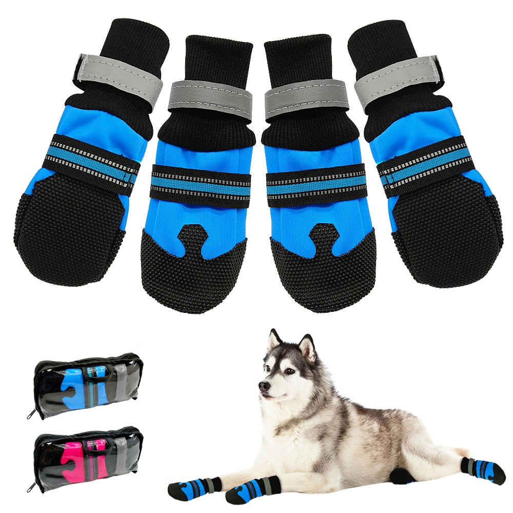 4pcs Waterproof Winter Pet Dog Shoes Anti-slip Snow Boots Paw Protector