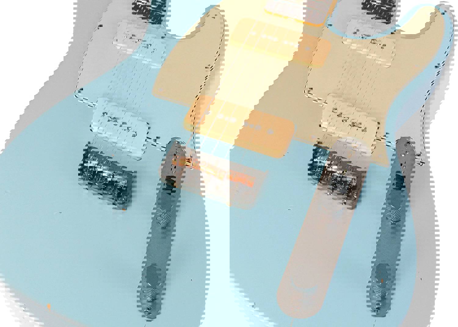 Nash T-2HB Guitar with P90 Pickups, Sonic Blue Finish, Light Aging