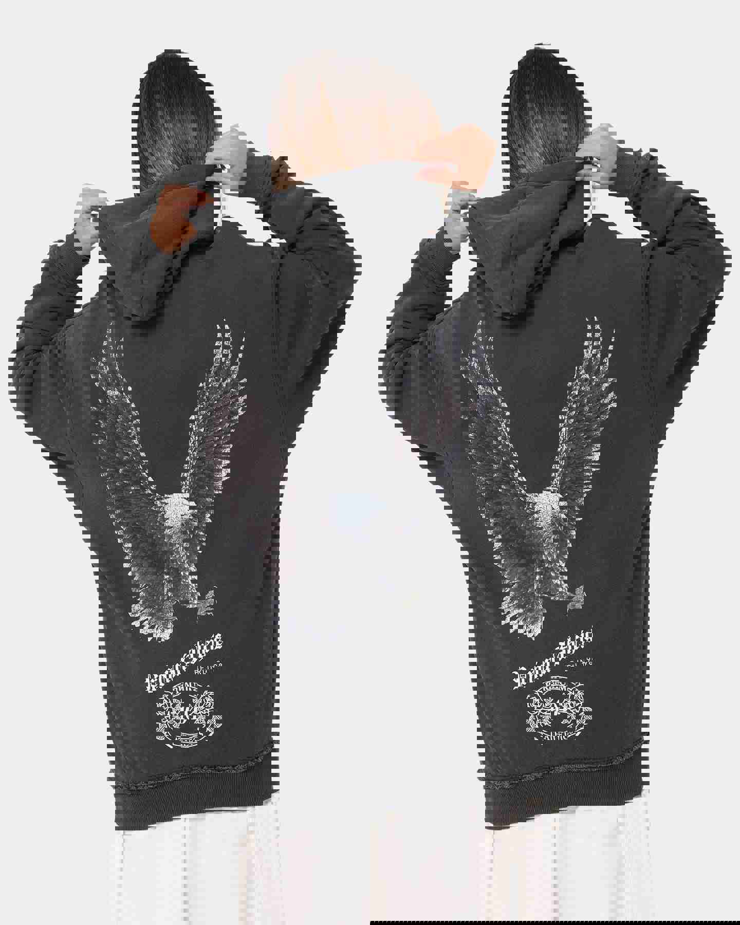 404 Flight Vintage Hoodie Charcoal - Streetwear Hoodie with Vintage Wash