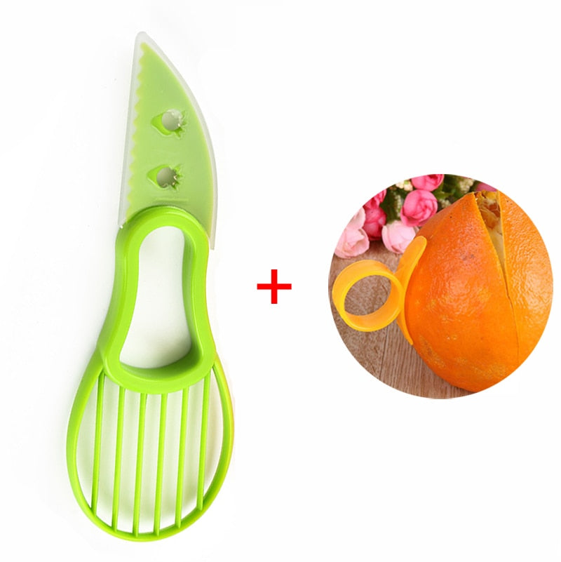 3 In 1 Avocado Slicer Shea Corer Butter Fruit Peeler Cutter Pulp Separator Plastic Knife Kitchen Tool