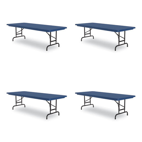 Correll Adjustable Folding Tables Rectangular 72x30x22 To 32 Blue Top Black Legs