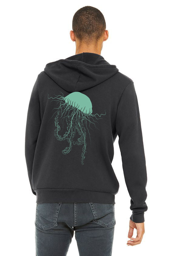 Sashay Jellyfish Ultra Soft Zip Up Hoodie - Unisex Dark Grey Heather