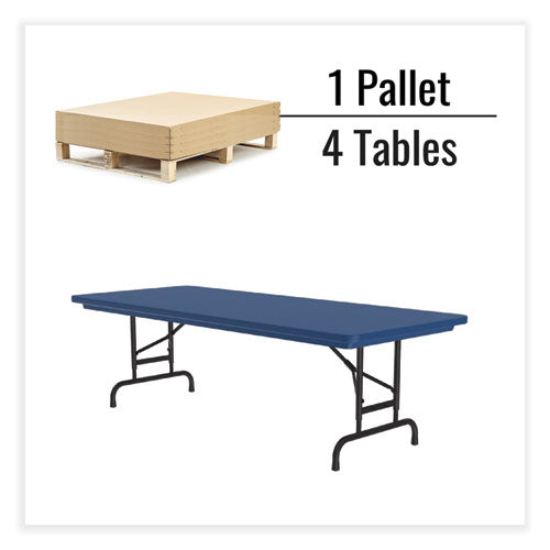Correll Adjustable Folding Tables Rectangular 72x30x22 To 32 Blue Top Black Legs