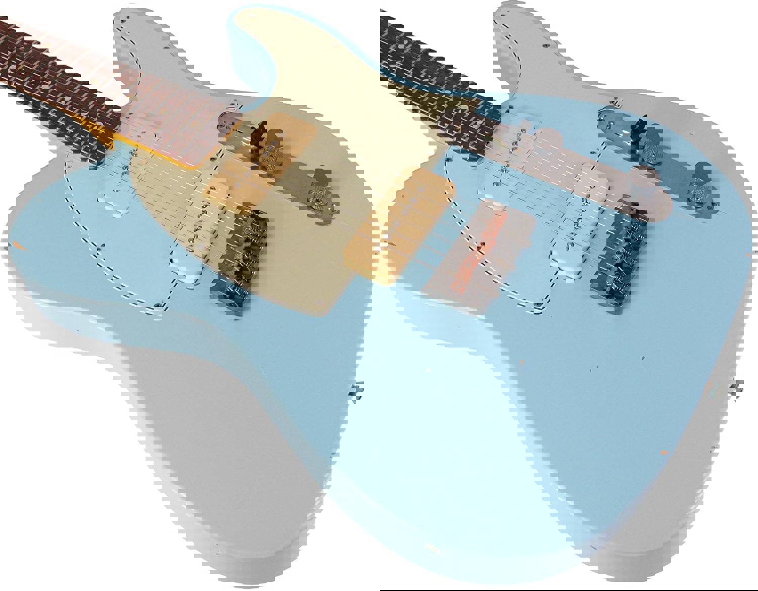 Nash T-2HB Guitar with P90 Pickups, Sonic Blue Finish, Light Aging