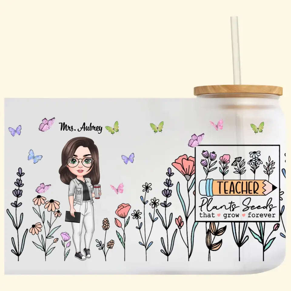 Personalized Custom Glass Can - Teacher's Day, Birthday Gift for Teacher