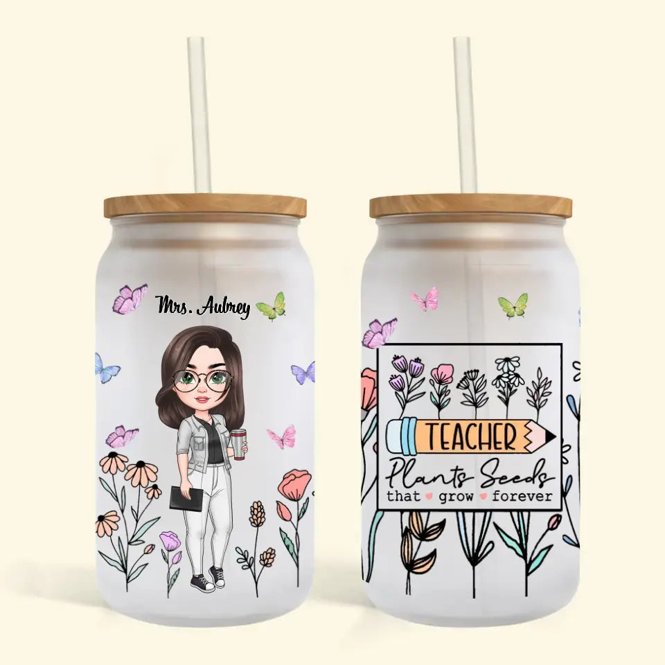 Personalized Custom Glass Can - Teacher's Day, Birthday Gift for Teacher