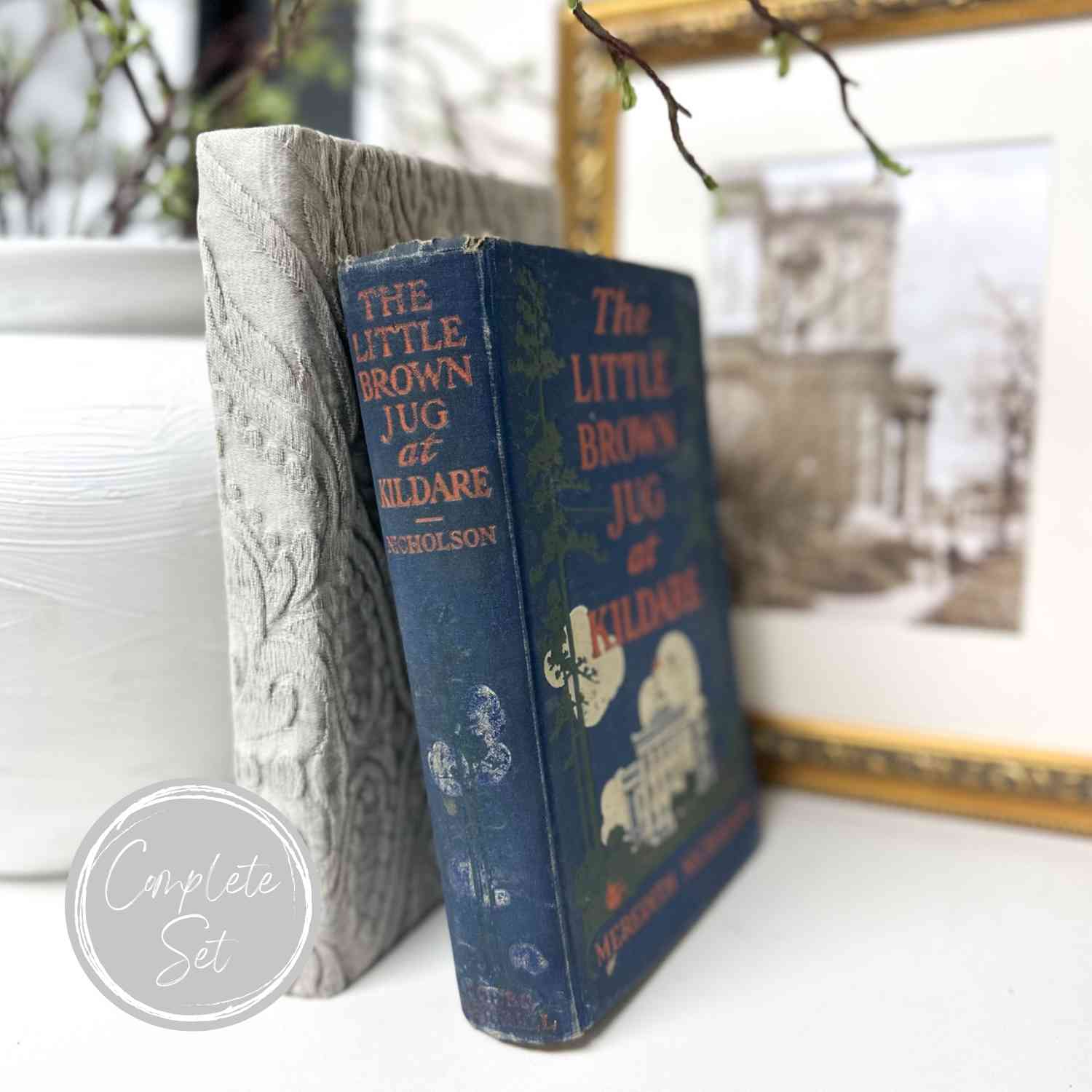 Blue and Gray Decorative Books for Shelf Decor