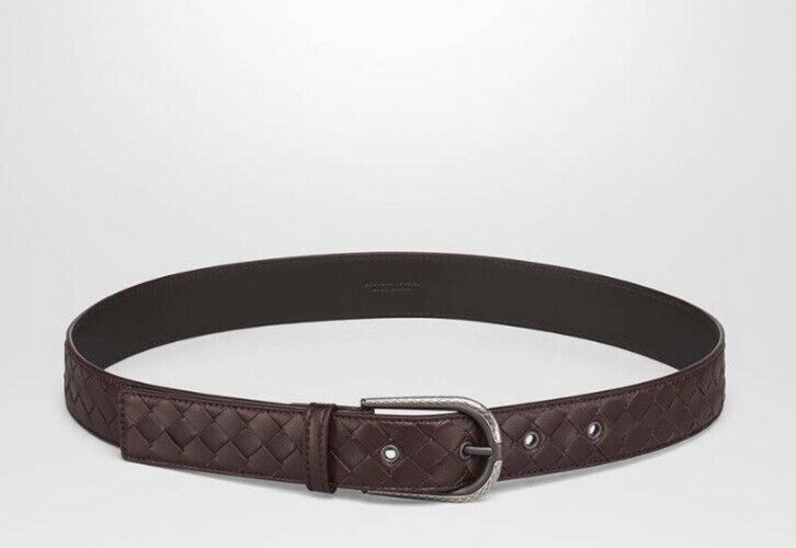 Bottega Veneta Intrecciato Nappa Leather Dark Barolo Belt 95/38