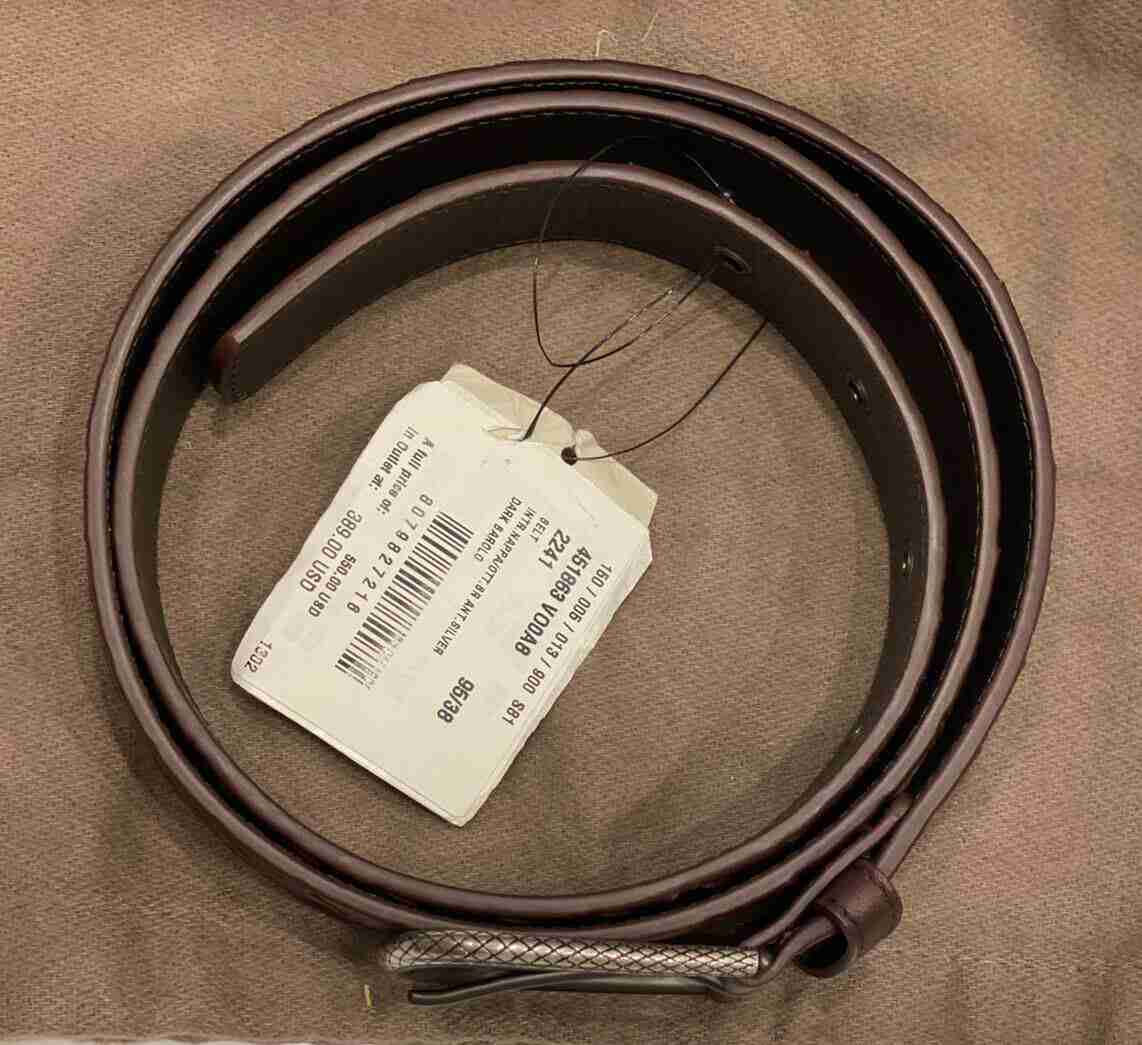 Bottega Veneta Intrecciato Nappa Leather Dark Barolo Belt 95/38
