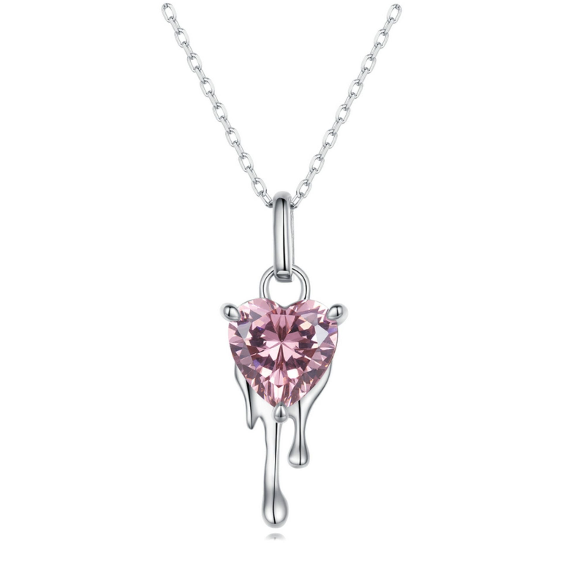 Heart Shape S925 Sterling Silver Necklace with Zirconia Diamond - Elegant Gift for Women