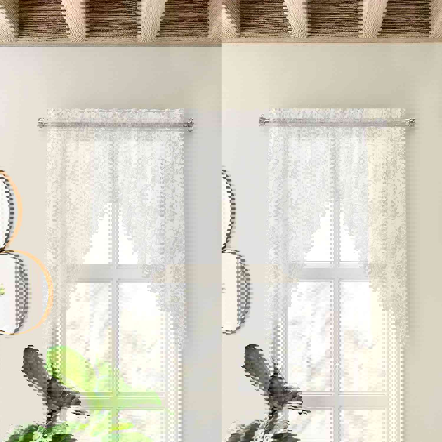 CommonWealthLimoges Sheer Rod Pocket Swag Valance Set 72 x 32 White