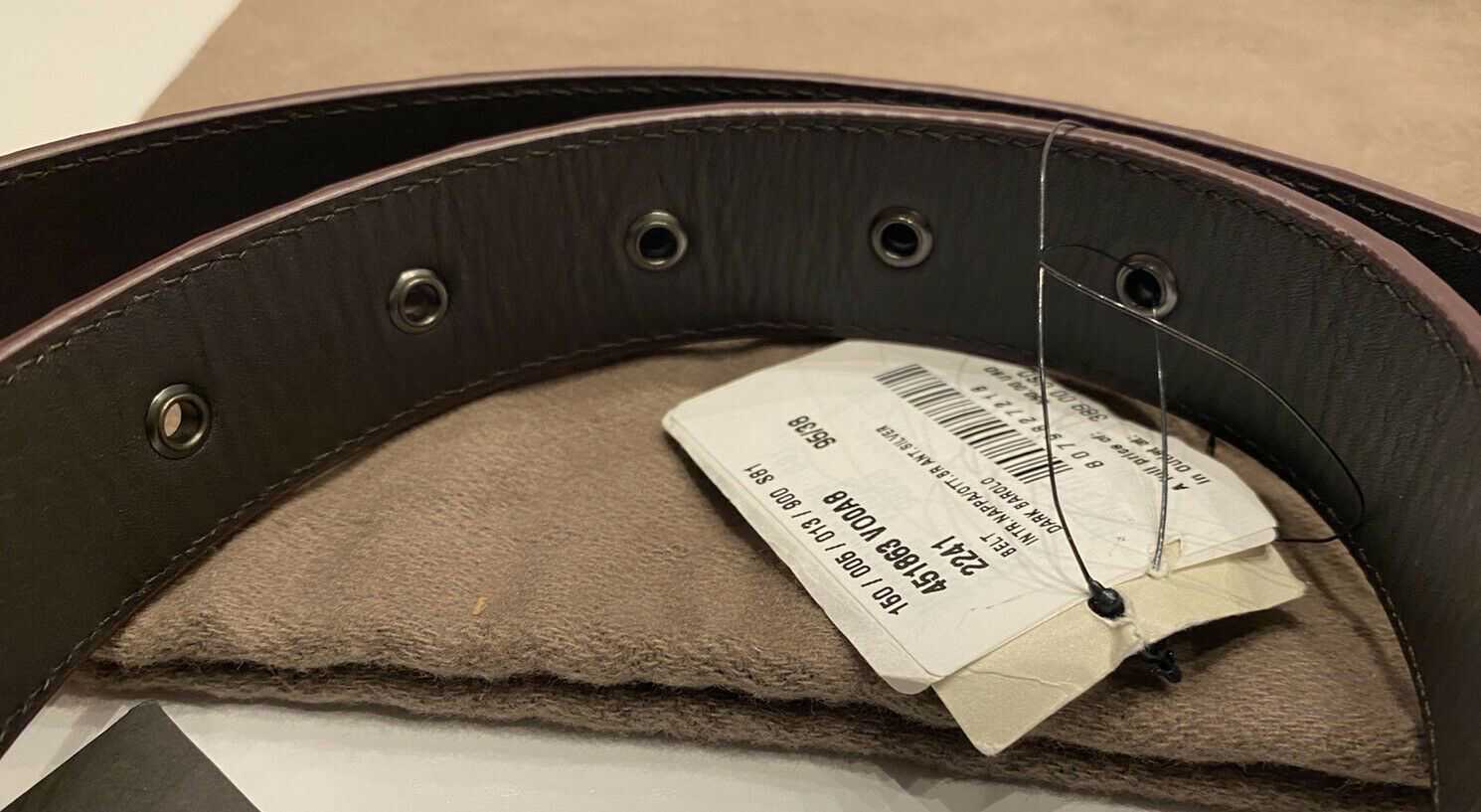 Bottega Veneta Intrecciato Nappa Leather Dark Barolo Belt 95/38