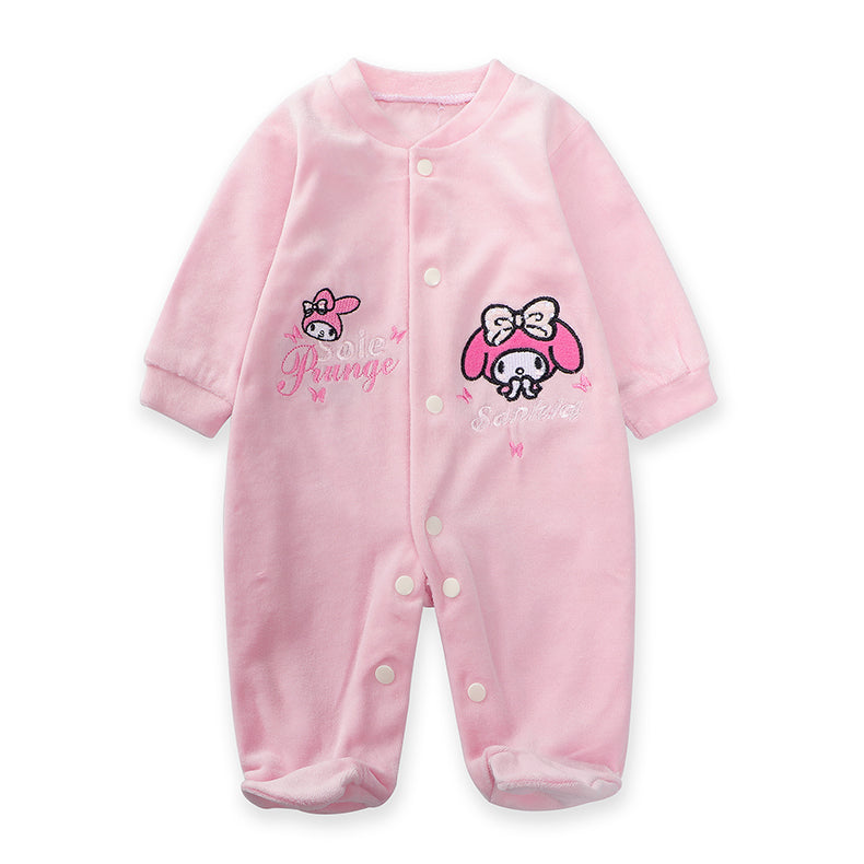 New Trending Baby Girls Rompers Clothing Pink Cartoon Baby Girls Clothes - One Pieces Pajamas Fleece Jumpsuit Costume