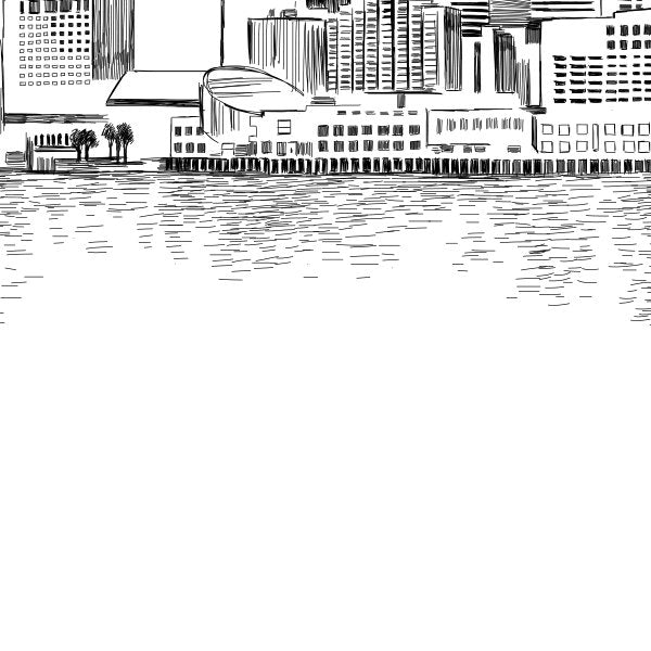New Orleans Skyline Alternative Wedding Guest Book - Hand-Drawn Artwork with Personalization