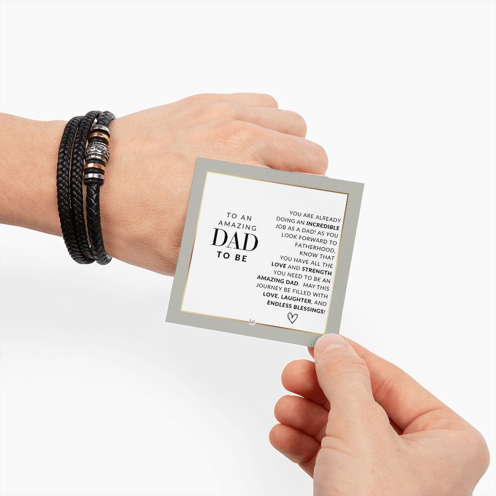 Future or Dad To Be Gift - Mens Leather Bracelet For Expecting Dad - Great For Christmas, Fathers Day or His Birthday