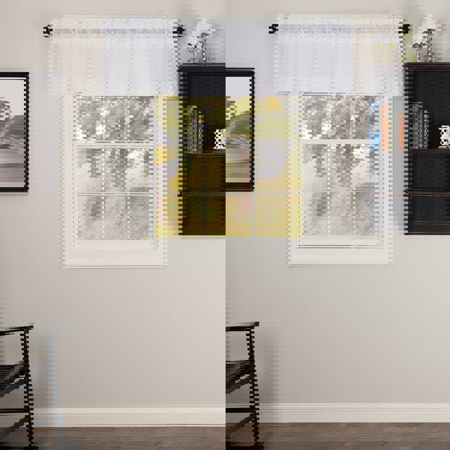 White Ruffled Sheer Valance 72