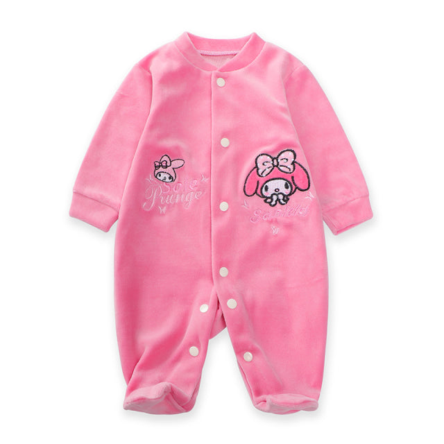 New Trending Baby Girls Rompers Clothing Pink Cartoon Baby Girls Clothes - One Pieces Pajamas Fleece Jumpsuit Costume