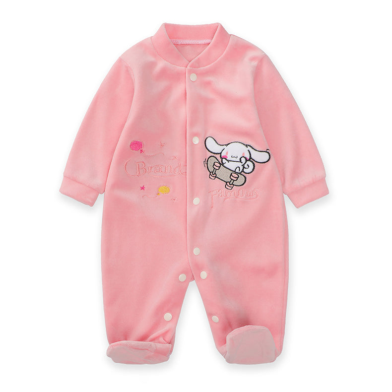 New Trending Baby Girls Rompers Clothing Pink Cartoon Baby Girls Clothes - One Pieces Pajamas Fleece Jumpsuit Costume
