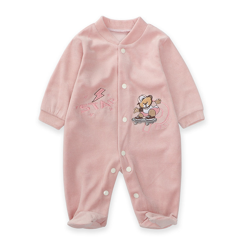 New Trending Baby Girls Rompers Clothing Pink Cartoon Baby Girls Clothes - One Pieces Pajamas Fleece Jumpsuit Costume