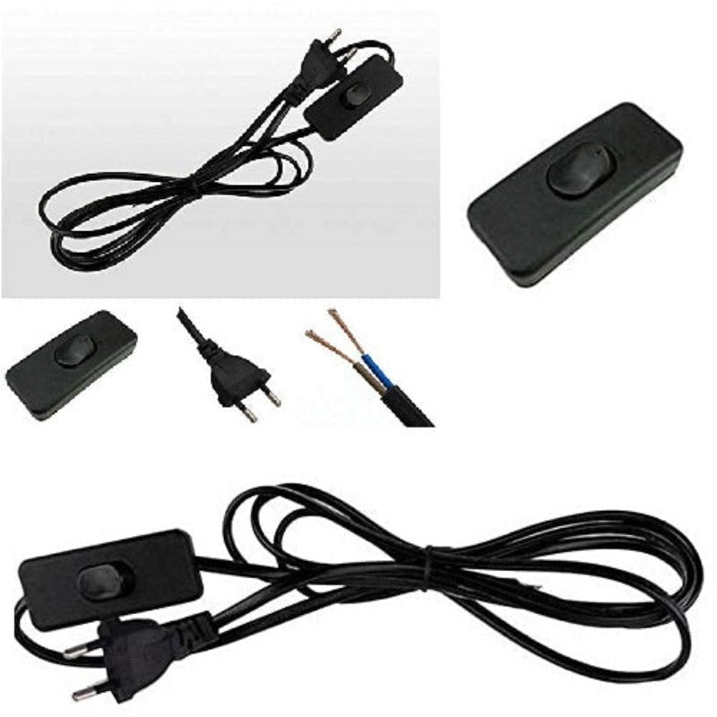 BTR CRAFTS 60 Inch Long Copper Wire with Bed Switch On/Off Button for Table Lamps (Black, Set of 20)