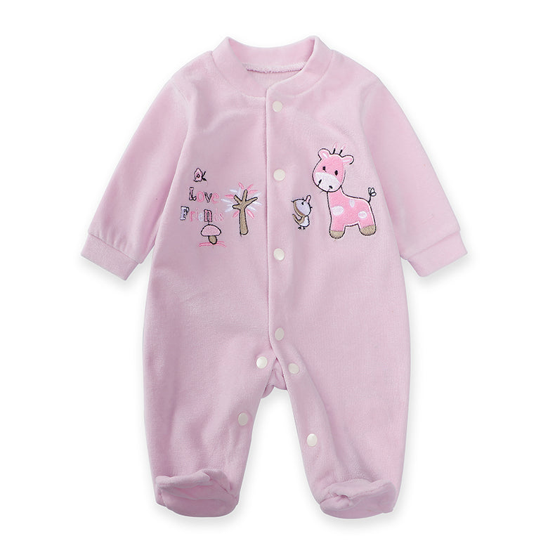 New Trending Baby Girls Rompers Clothing Pink Cartoon Baby Girls Clothes - One Pieces Pajamas Fleece Jumpsuit Costume