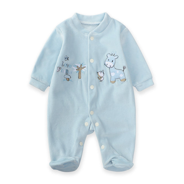 New Trending Baby Girls Rompers Clothing Pink Cartoon Baby Girls Clothes - One Pieces Pajamas Fleece Jumpsuit Costume