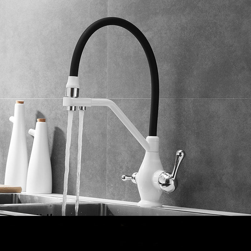 MIRODEMI® Dual Spout Swivel Pull Down Kitchen Faucet With Filter