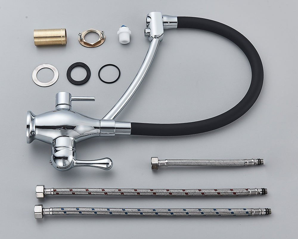 MIRODEMI® Dual Spout Swivel Pull Down Kitchen Faucet With Filter