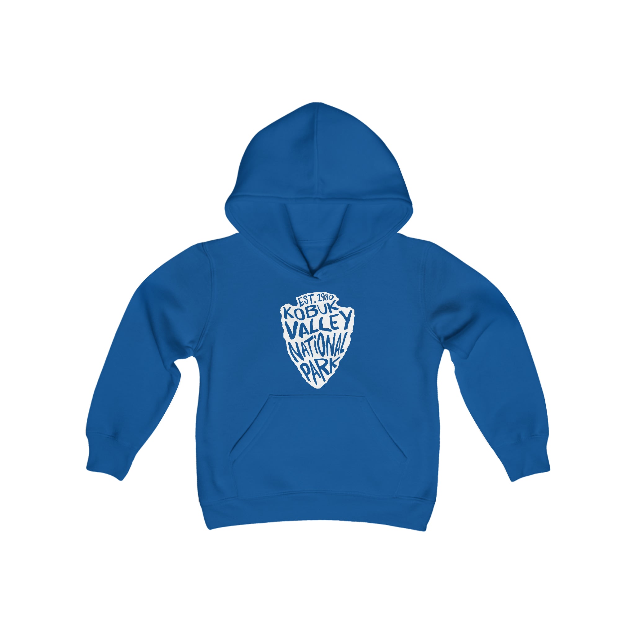 Kobuk Valley National Park Kids Hoodie - Arrowhead Chunky Text