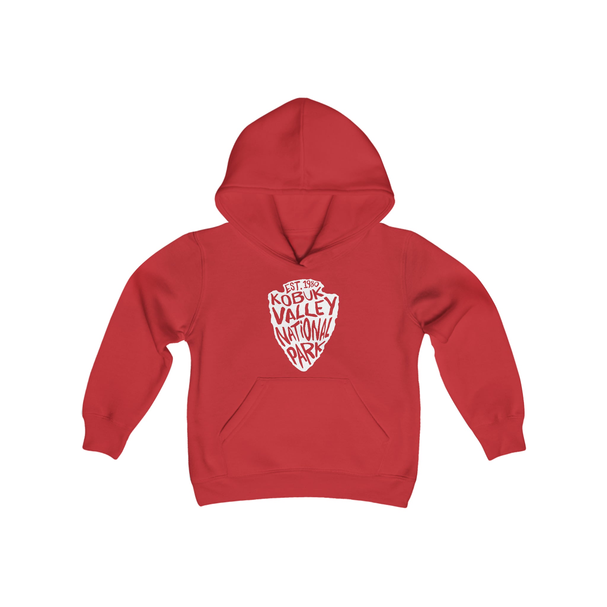 Kobuk Valley National Park Kids Hoodie - Arrowhead Chunky Text