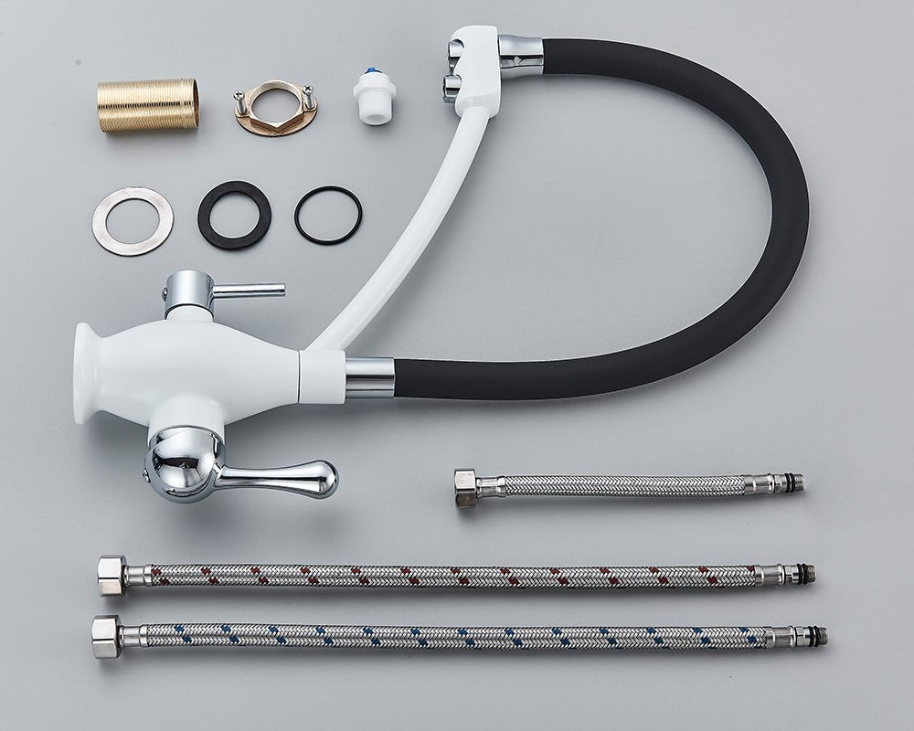 MIRODEMI® Dual Spout Swivel Pull Down Kitchen Faucet With Filter