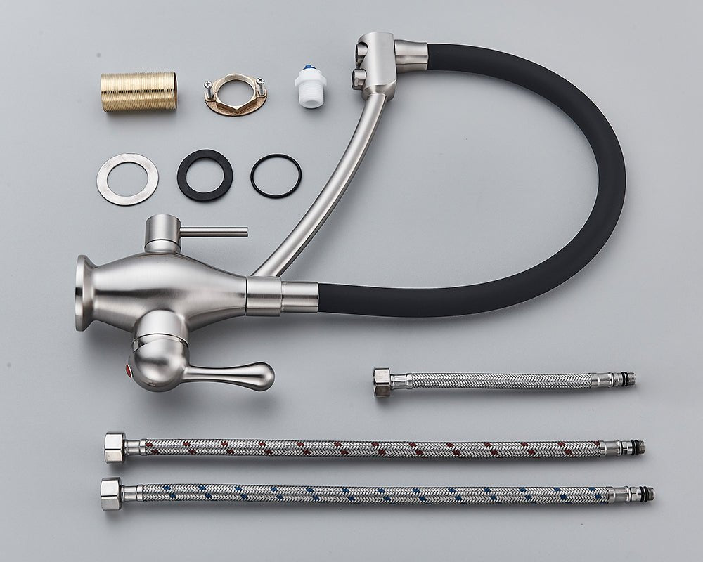 MIRODEMI® Dual Spout Swivel Pull Down Kitchen Faucet With Filter