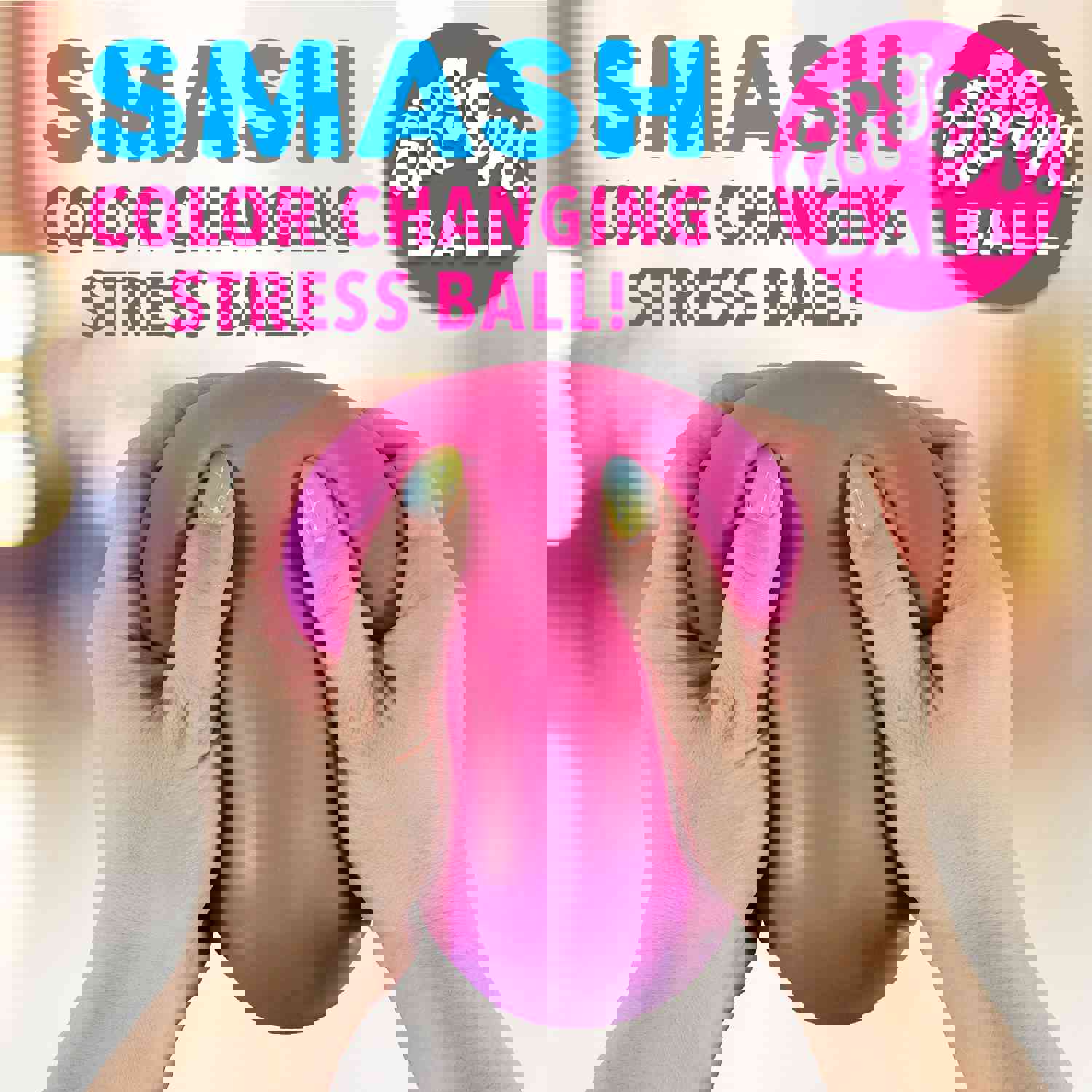 Power Your Fun Arggh Stress Ball for Adults and Kids - 3.75 Inch Color-Changing Sensory Toy