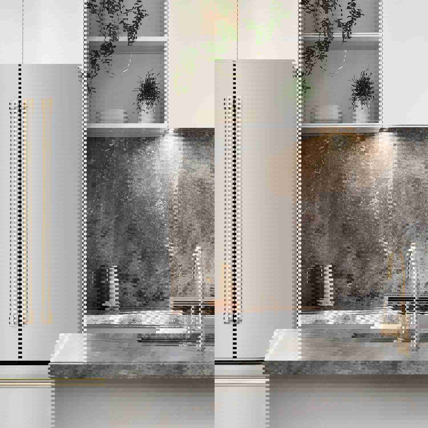 ZLINE 36 in. Autograph Edition French Door Refrigerator with Ice Maker in Stainless Steel & Gold Accents