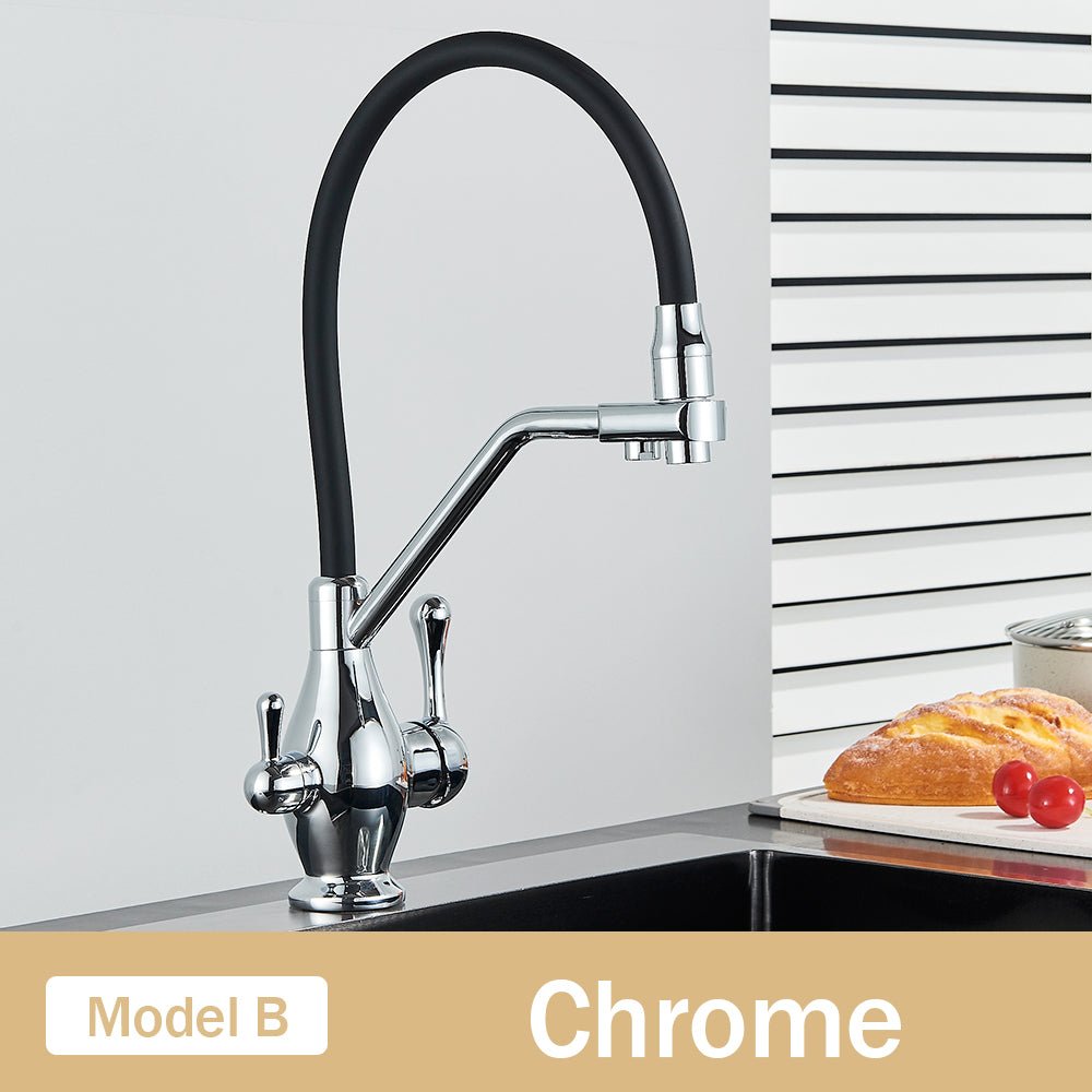 MIRODEMI® Dual Spout Swivel Pull Down Kitchen Faucet With Filter
