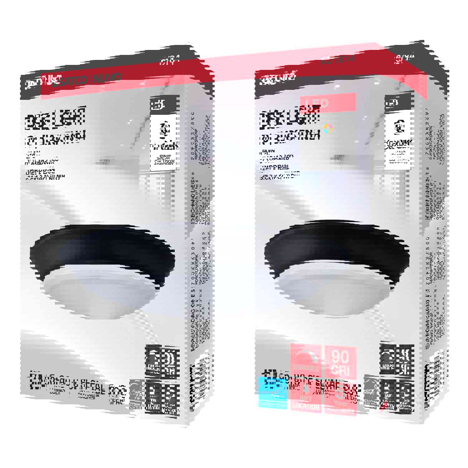 SATCO/NUVO 17W 10 Inch LED Disk Light CCT Selectable 2700K/3000K/3500K/4000K/5000K Black Finish