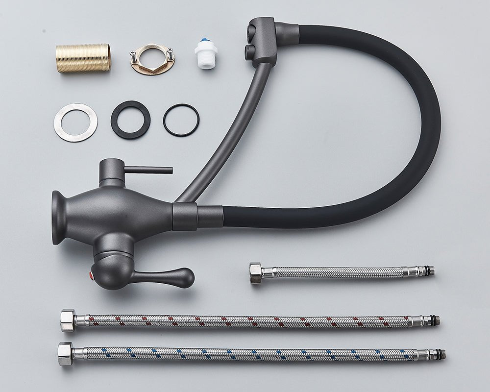 MIRODEMI® Dual Spout Swivel Pull Down Kitchen Faucet With Filter