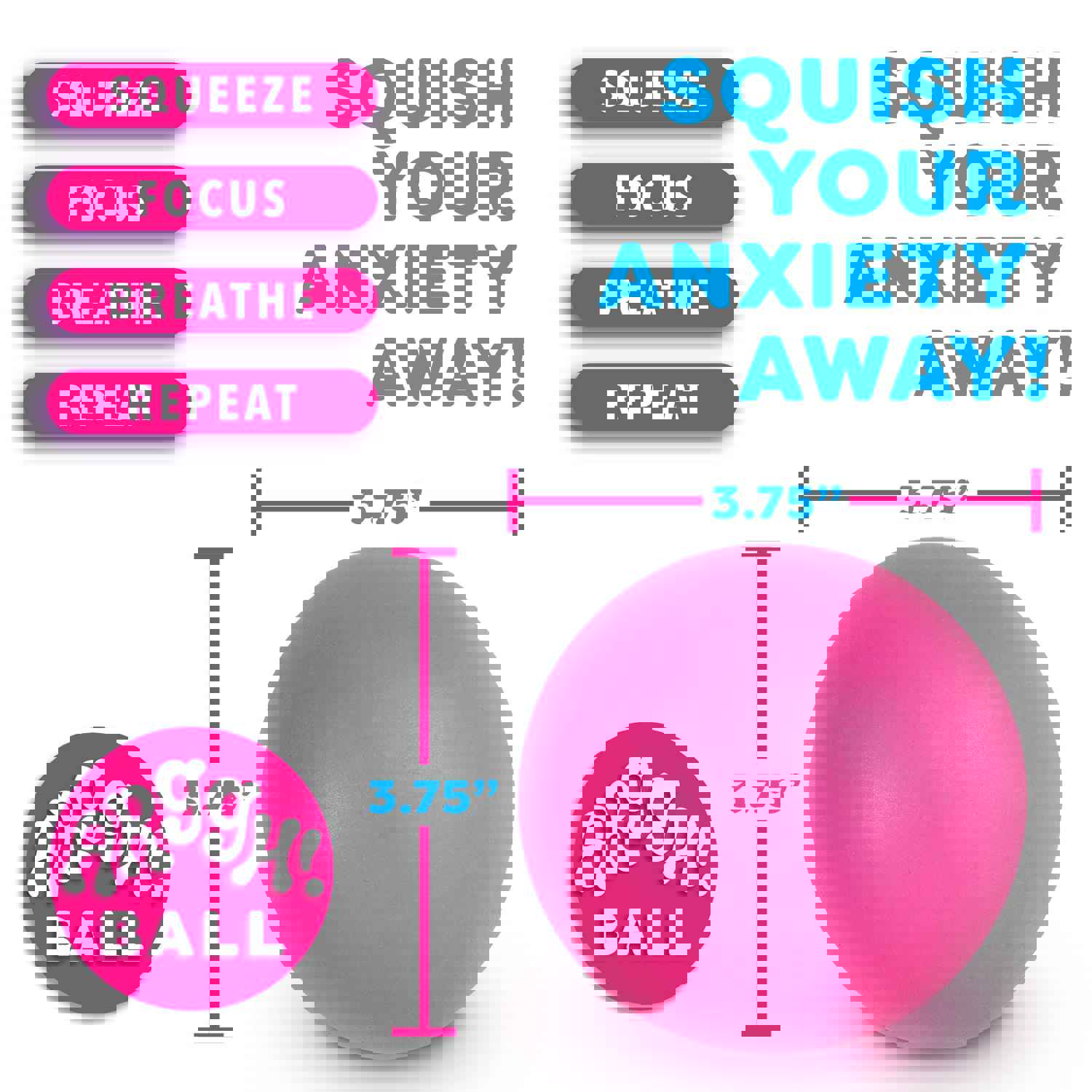 Power Your Fun Arggh Stress Ball for Adults and Kids - 3.75 Inch Color-Changing Sensory Toy