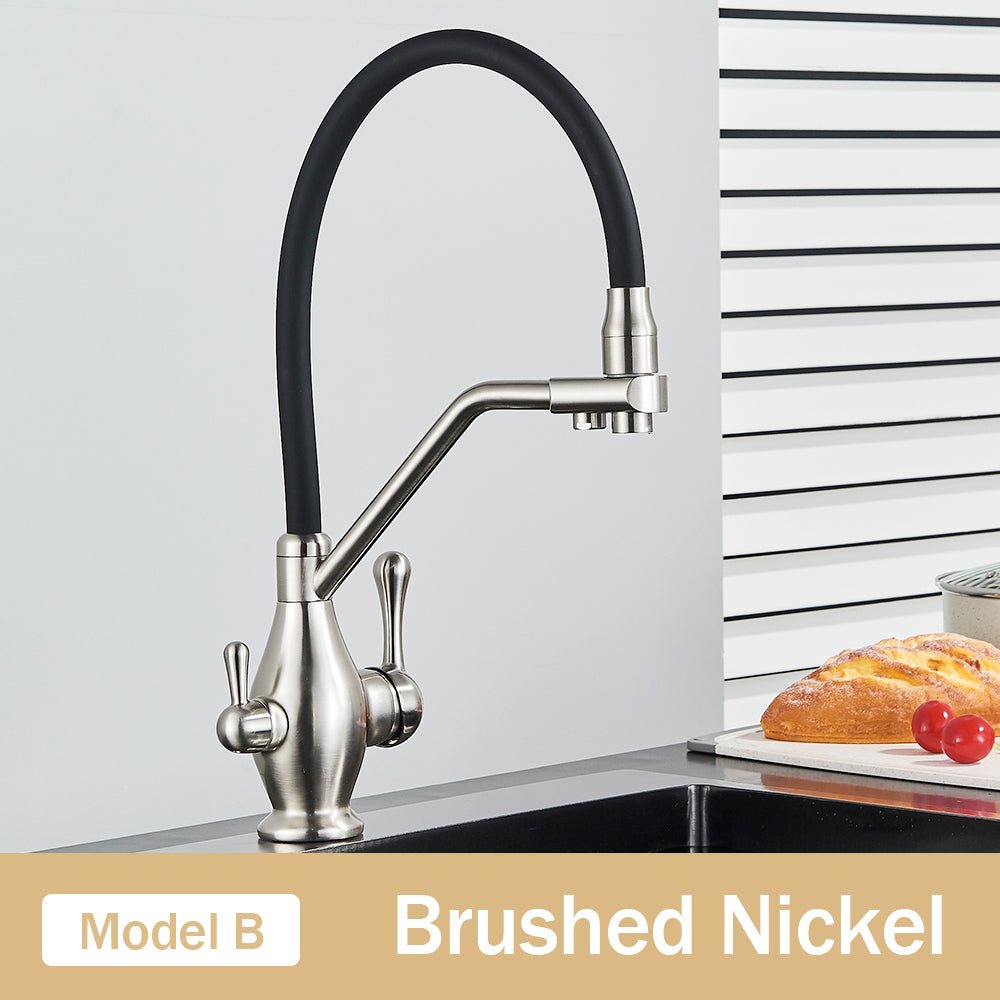 MIRODEMI® Dual Spout Swivel Pull Down Kitchen Faucet With Filter