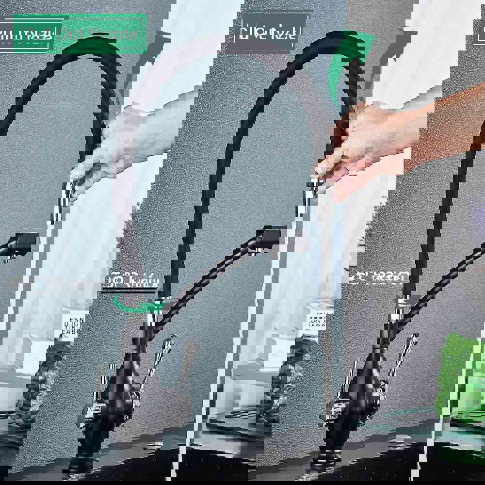 MIRODEMI® Dual Spout Swivel Pull Down Kitchen Faucet With Filter