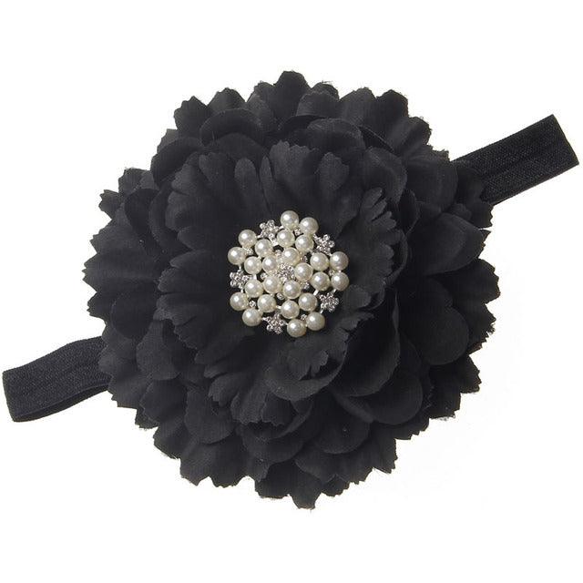 18 Colors Baby Newborn Peony Flower With Pearl Rhinestone Button Headband