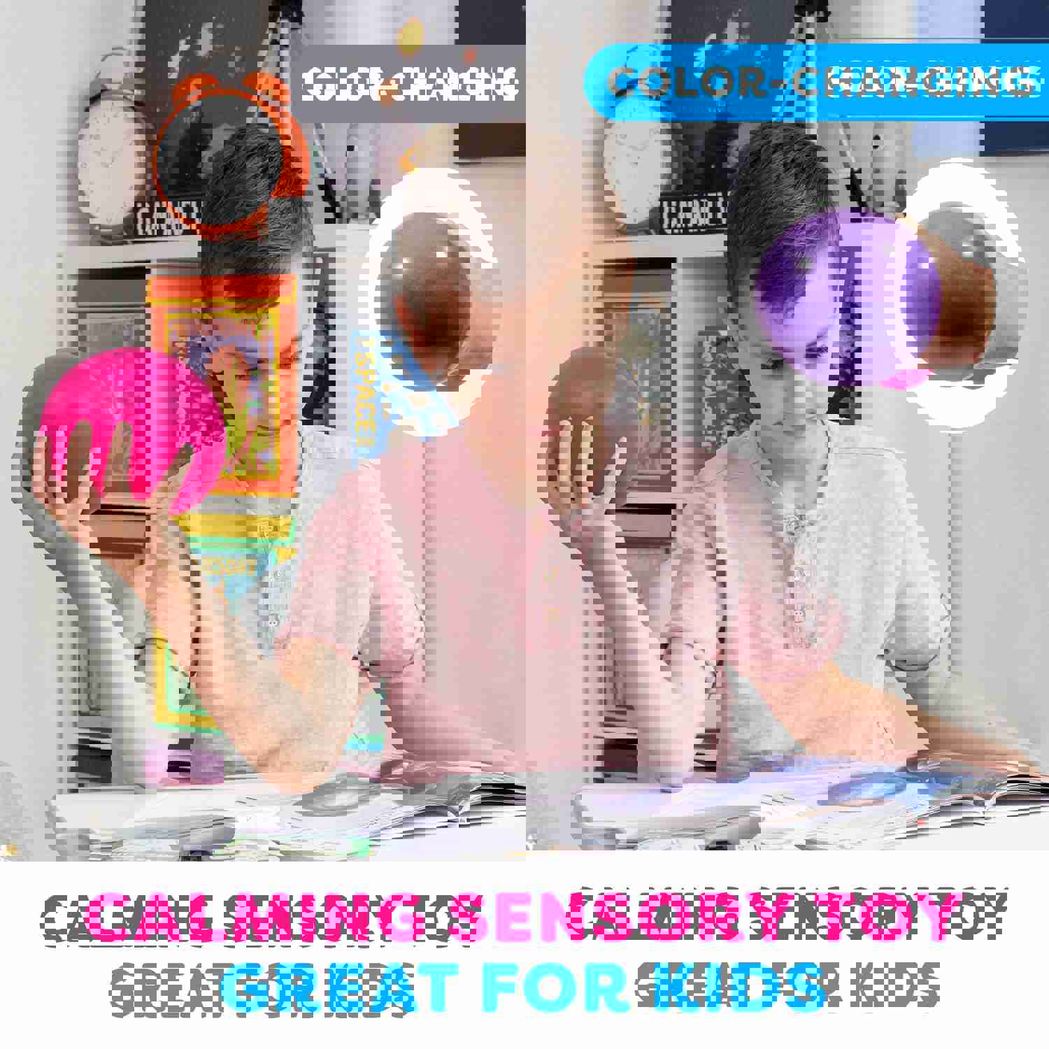 Power Your Fun Arggh Stress Ball for Adults and Kids - 3.75 Inch Color-Changing Sensory Toy