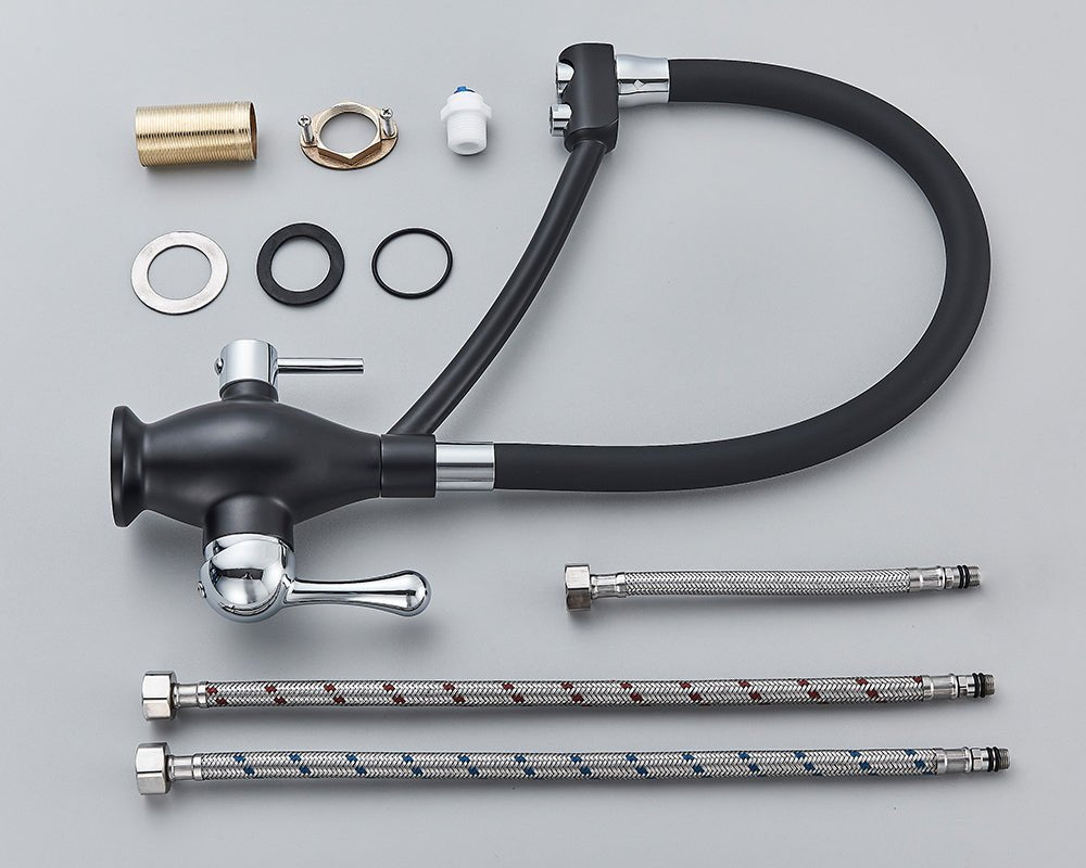 MIRODEMI® Dual Spout Swivel Pull Down Kitchen Faucet With Filter