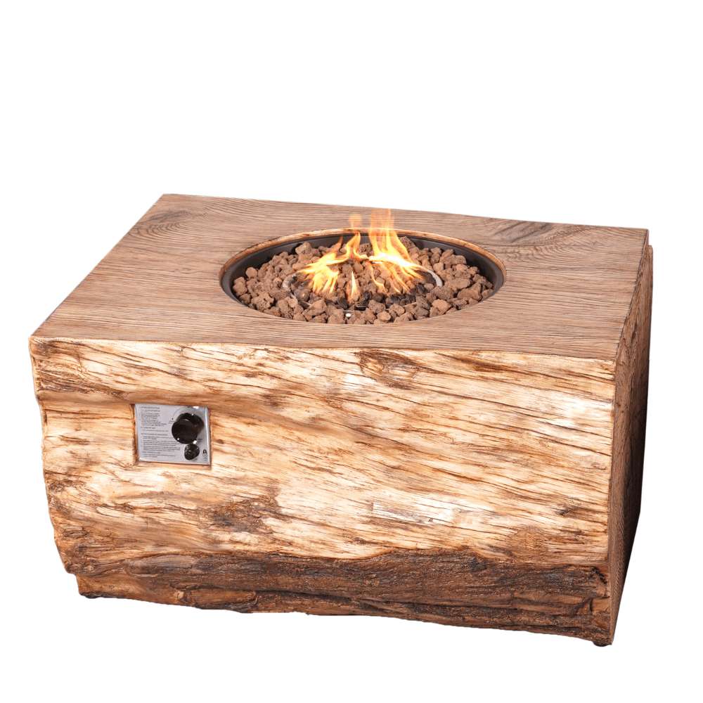 Direct Wicker 44-Inch Rectangular Tree Stump Propane Fire Pit Table