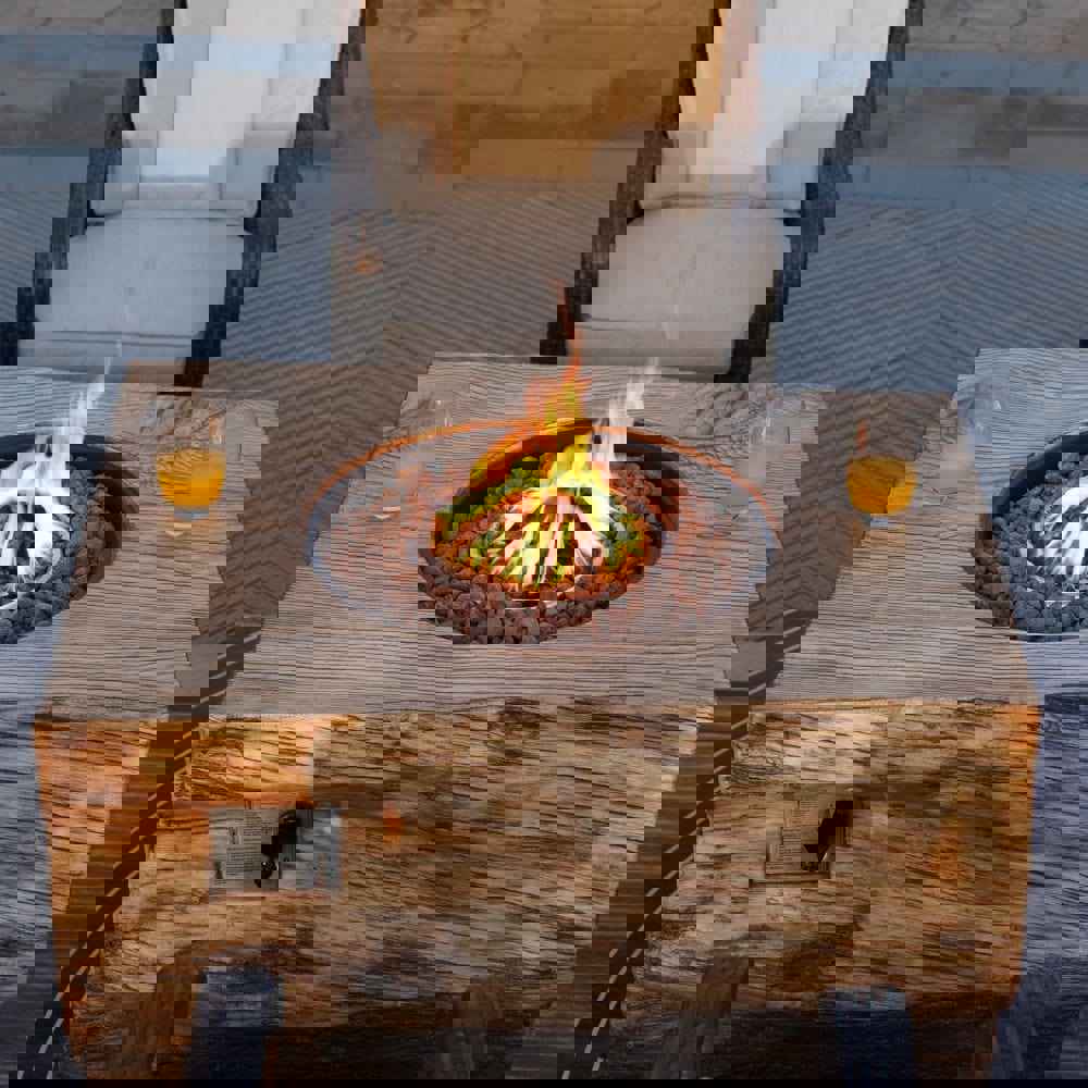 Direct Wicker 44-Inch Rectangular Tree Stump Propane Fire Pit Table