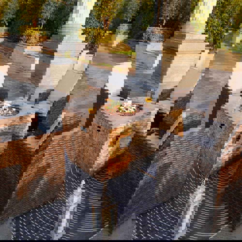 Direct Wicker 44-Inch Rectangular Tree Stump Propane Fire Pit Table