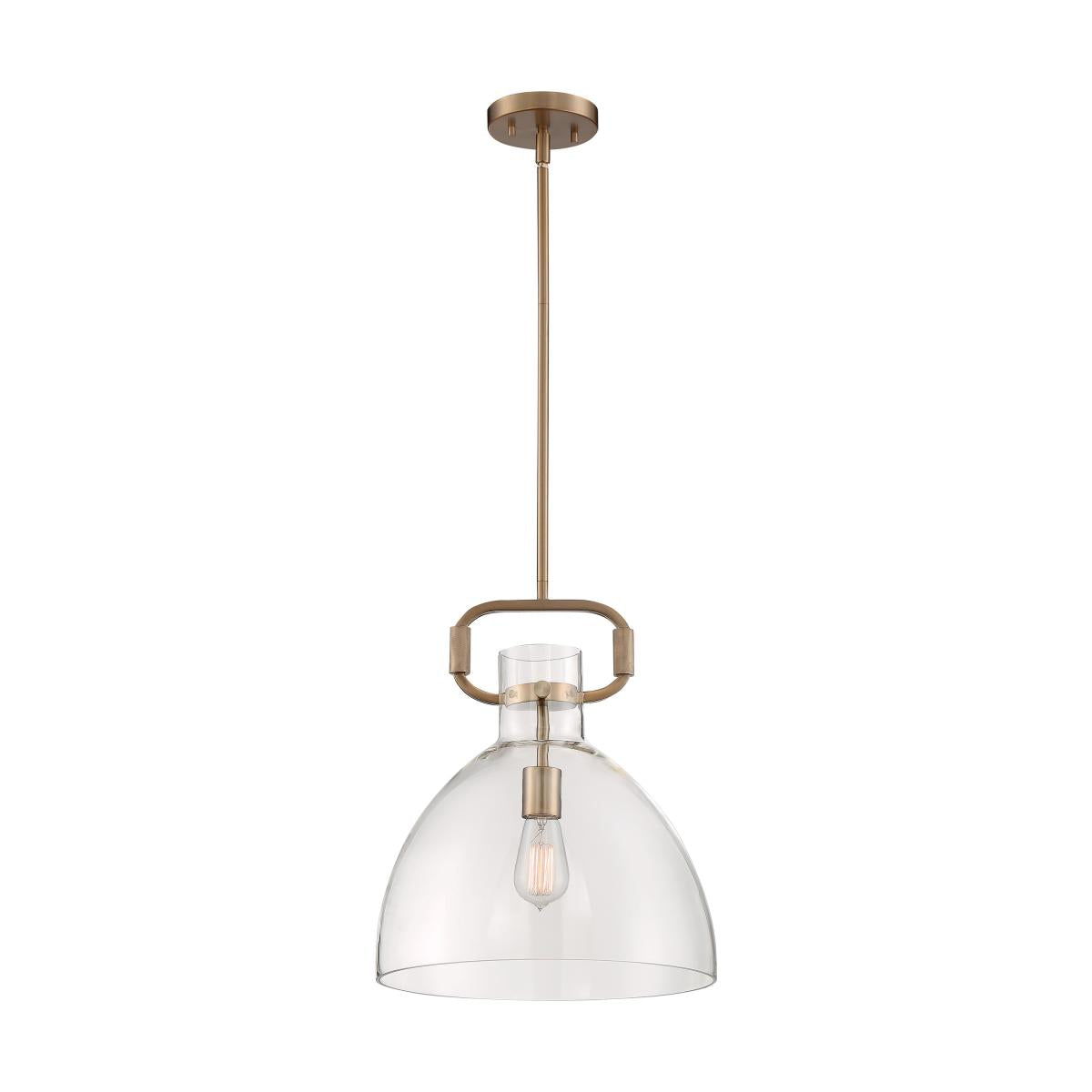 Teresa 1 LT Bell Pendant - Clear Glass with Burnished Brass Finish